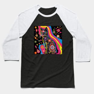 Psychedelic Cat Baseball T-Shirt
